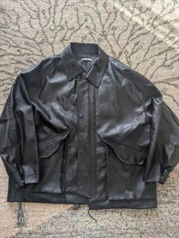 wym 블랙 가죽 오버 사이즈 자켓