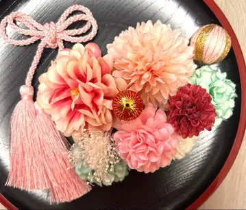 성인식 일본 의류 후리소데 시치고산 사전 촬영 머리 장식