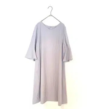 메듀움 원피스 프릴 V넥 탁한 블루 절개 오피스 캐주얼