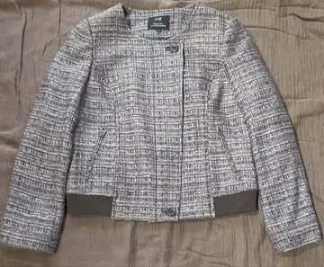 23구 노카라 자켓 퍼플 계열 트위드 40