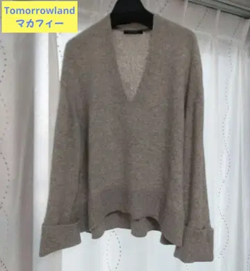 새상품급 McAfee 울 캐시미어 니트, V넥, 라이트 그레이