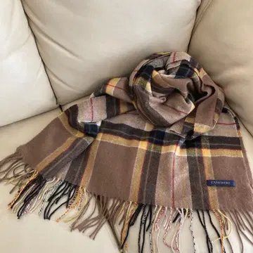 CASHMERE 캐시미어 체크 대형 머플러 스톨 브라운 계열