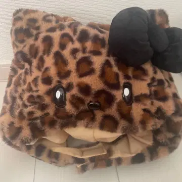 키티 팬캡 레오파드 무늬 모자 USJ 산리오 갸루