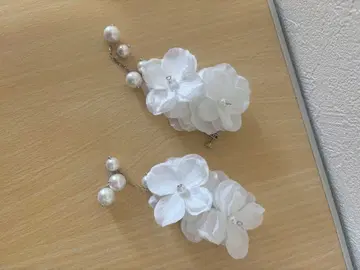 화이트 플라워 펄 브라이덜 액세서리