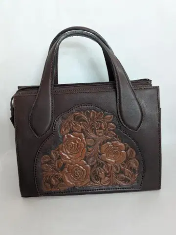 다크 브라운 가죽 핸드백 핸드메이드