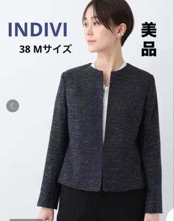 INDIVI 테일러드 노카라 자켓 9호 세레모니 네이비 수트