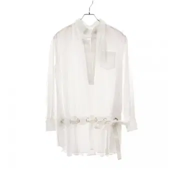 [ Sacai ] 튜닉 셔츠 화이트 허리 벨트