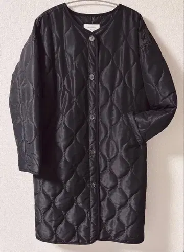 Samansa Mos2 퀼팅 롱 코트 블랙