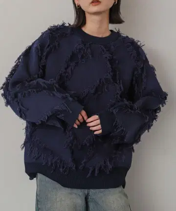 SENSE OF PLACE 프린지 자카드 스웨터