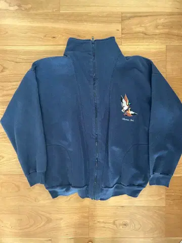 새 자수 네이비 플리스 자켓