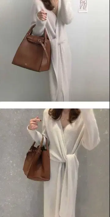 [ 품절 모델 ] 택 포함 새상품 화이트 니트 롱 원피스 카슈쿨