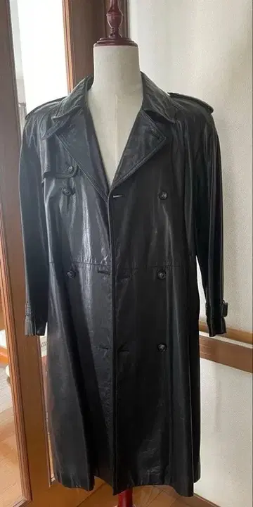 [컨디션 최상] 소가죽 코트 남성용 롱 코트 L 사이즈 블랙 일본제