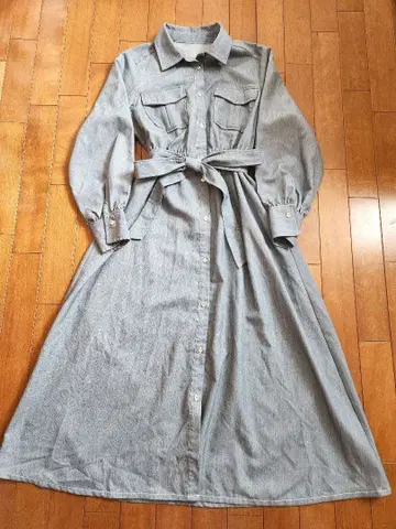 [새상품급] prose verse 고급 롱 셔츠 원피스 벨트 포함 M