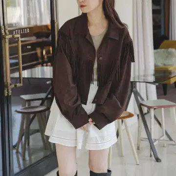 [ 새상품급 ] kastane 스웨이드 프린지 자켓 브라운