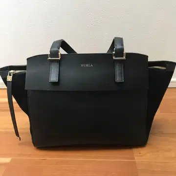 FURLA 가죽 x 스웨이드 원 핸들 핸드백