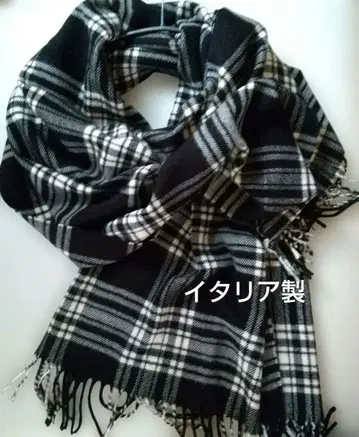 체크 무늬 프린지 대형 스톨 숄 이탈리아제