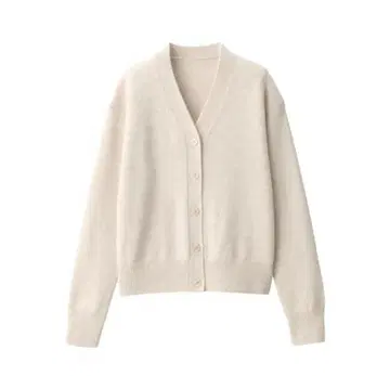 무인양품 여성 워셔블 울 미들 게이지 V넥 가디건 오트밀