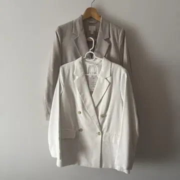 새상품 H&M 더블 브레스트 테일러드 2 자켓 (화이트 베이지)