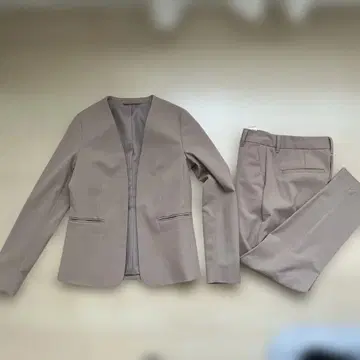 핑크 베이지 노카라 수트 셋업 XS