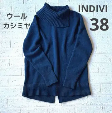 [ 새상품급 ] INDIVI 인디비 울 캐시미어 오프 터틀 니트