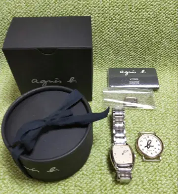 [ 작동품 + 덤 있음 ] agnes b 여성용 손목시계 쿼츠 실버 컬러