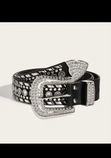 스톤 장식 블랙 벨트