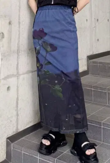 MURUA 프린트 시어 내로우 스커트 새상품급