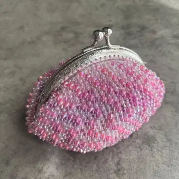 크리스탈 프로그 (마블 핑크) ~ 비즈 가마구치 (입금 10.5cm)