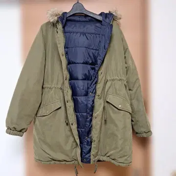 리버서블 모즈 코트 올리브 그린/네이비