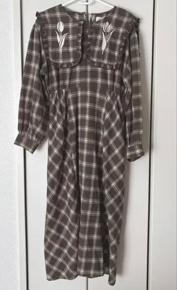 merry jenny 튤립 자수 체크 원피스