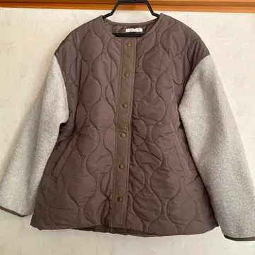 브라운 그레이 퀼팅 자켓 M 사이즈