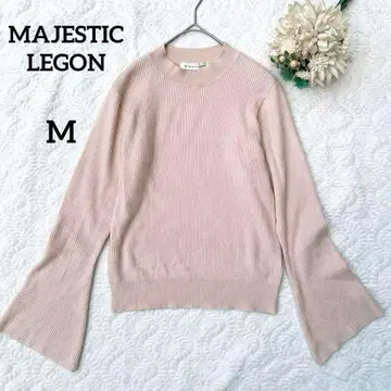 마제스틱 레곤 플레어 슬리브 니트 핑크 베이지 M 귀여운