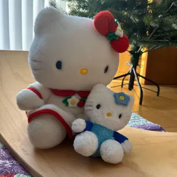 [레어] 2체 세트 키티 헬로키티 봉제 인형 쇼와 레트로