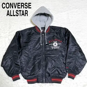 [ 새상품급 ] 컨버스 올스타 후드 부착 바시티 자켓 M 자수 로고
