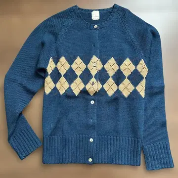 네이비 다이아몬드 패턴 가디건