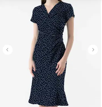 [ Kay me ] 네이비 타이니 도트 개더 원피스