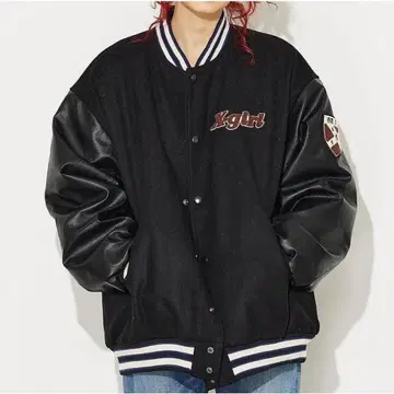 X-girl 바시티 자켓 블랙