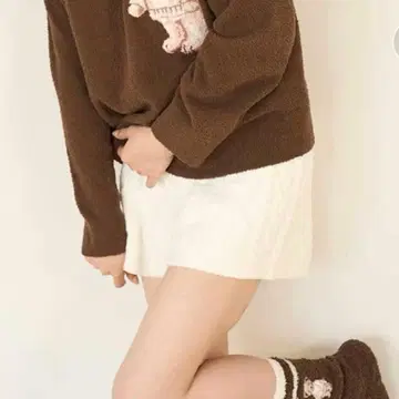 snidel home 케이블 니트 숏팬츠