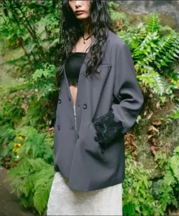 sahara 레이스 커프 오버 자켓 그레이