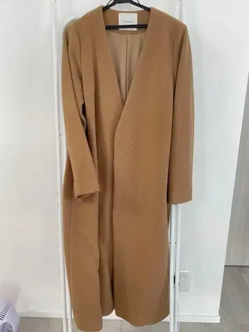 LAGUNAMOON 베이지 롱 코트 노카라 코트 카멜