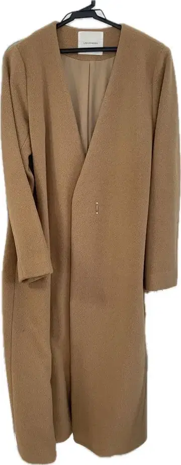 LAGUNAMOON 베이지 롱 코트 노카라 코트 카멜