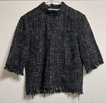 ZARA 7부 기장 트위드 상의