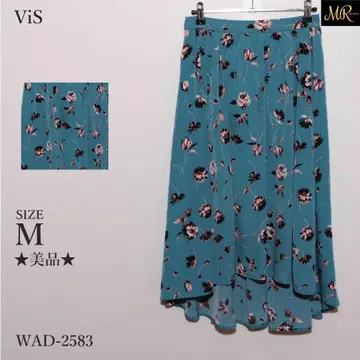 새상품급 ViS 스커트 롱 기장 플레어 꽃무늬 안감 부착 허리밴딩