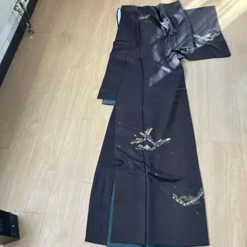 츠케사게 기모노 호몬기 꽃무늬 블랙