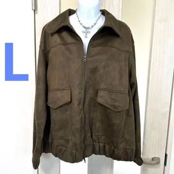 택 없음 새상품 빈티지 느낌 빅 포켓 부착 스웨이드 자켓 L 사이즈