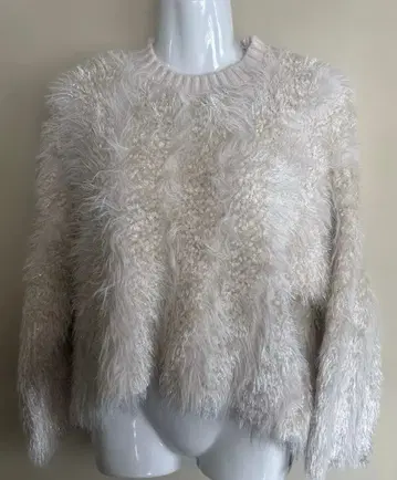 베이지 퍼 느낌 긴팔 니트