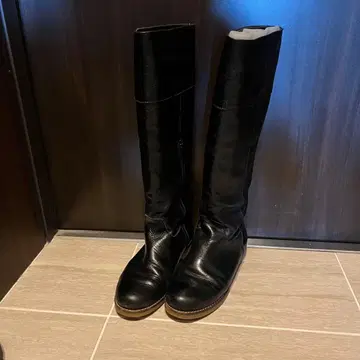 투모로우랜드 천연 가죽 롱 부츠