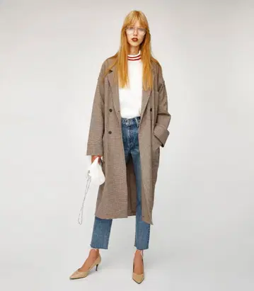 moussy 체크 무늬 롱 코트 체스터 코트