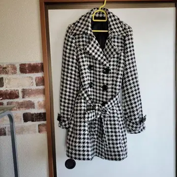 하운드투스 패턴 하프 코트