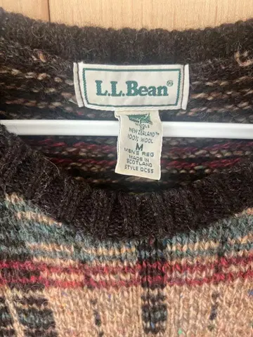 L.L.Bean 체크 무늬 울 스웨터 M